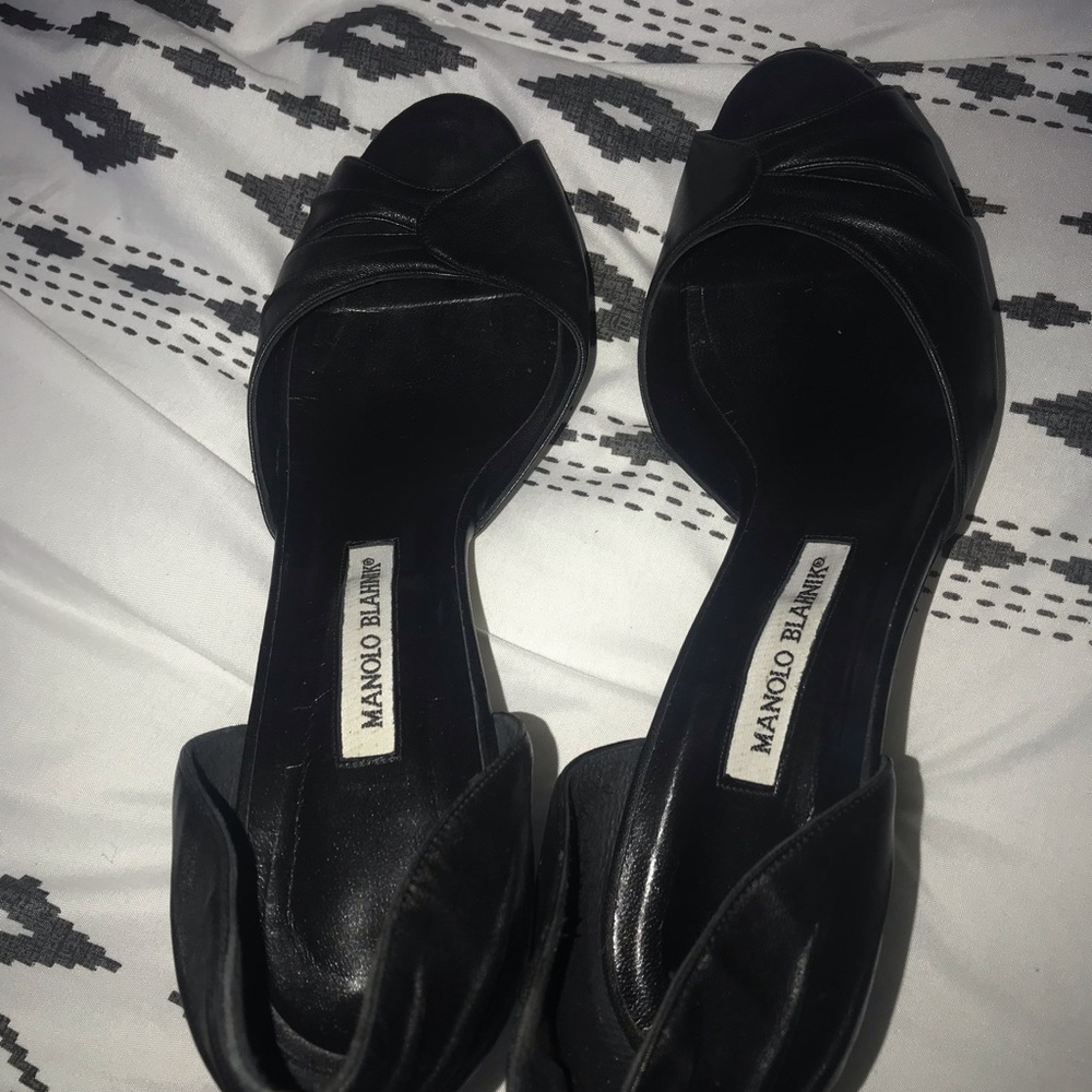 Manolo Blahnik Black Open Toe D'orsay Pumps